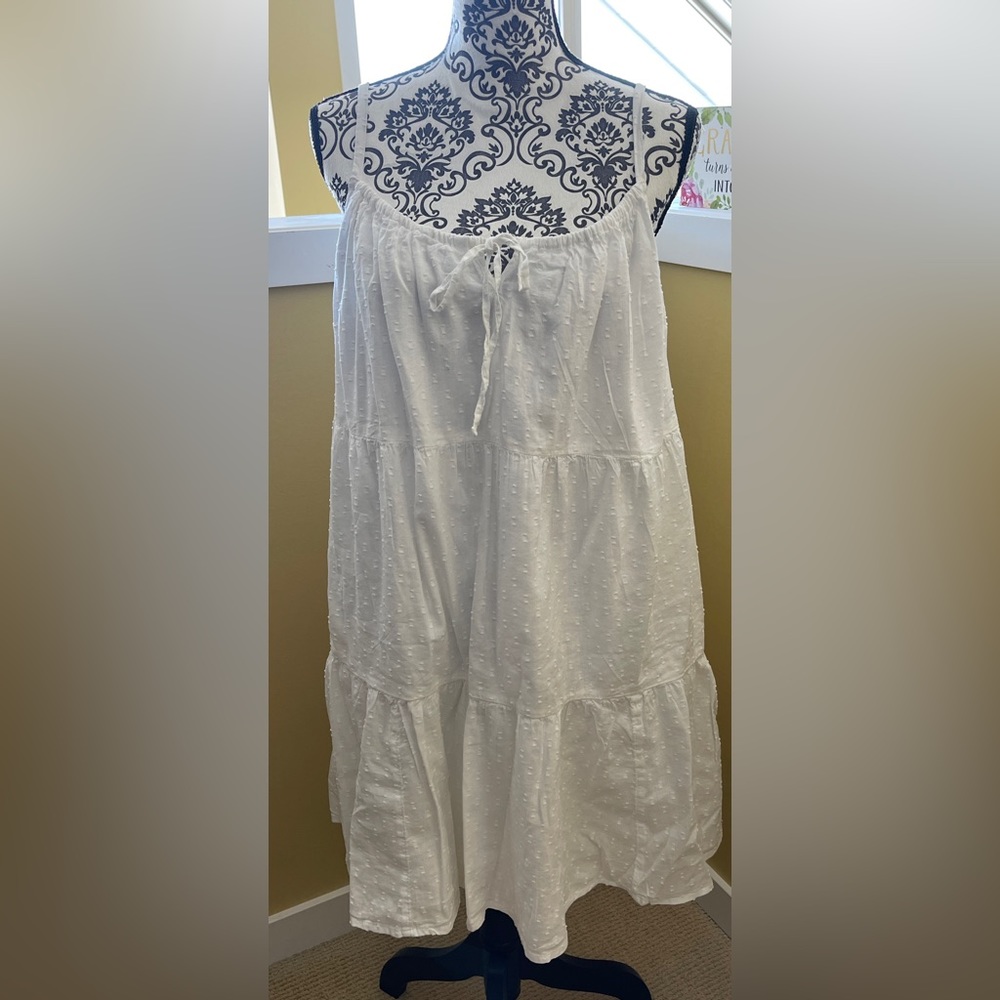 Old navy lined cotton tiered dress white medium